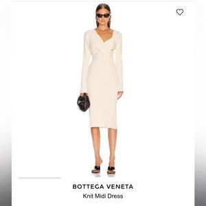 Bottega Veneta Cream Ribbed Knit Midi Dress